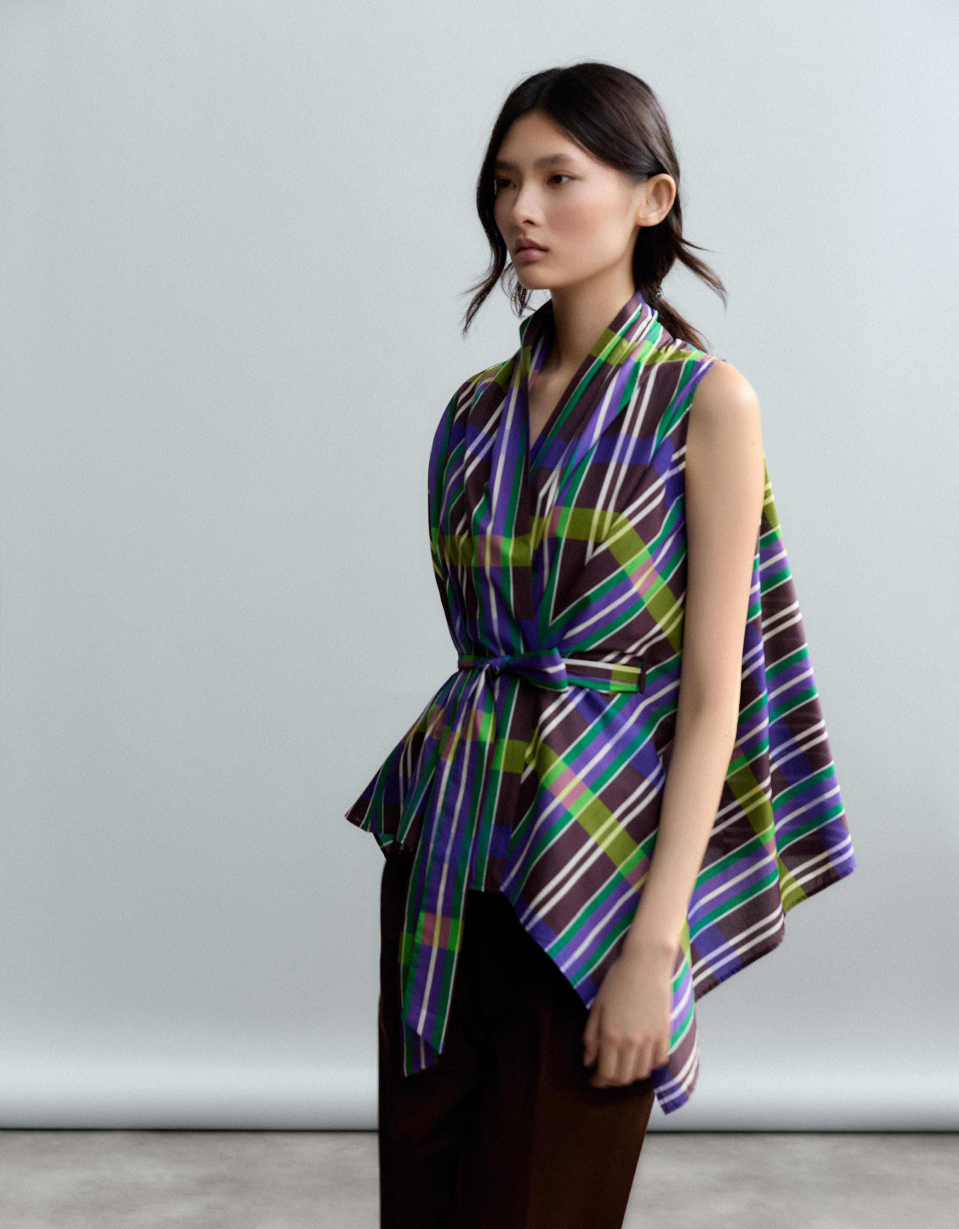 Blusa lazo "Cuadros Chocolat"