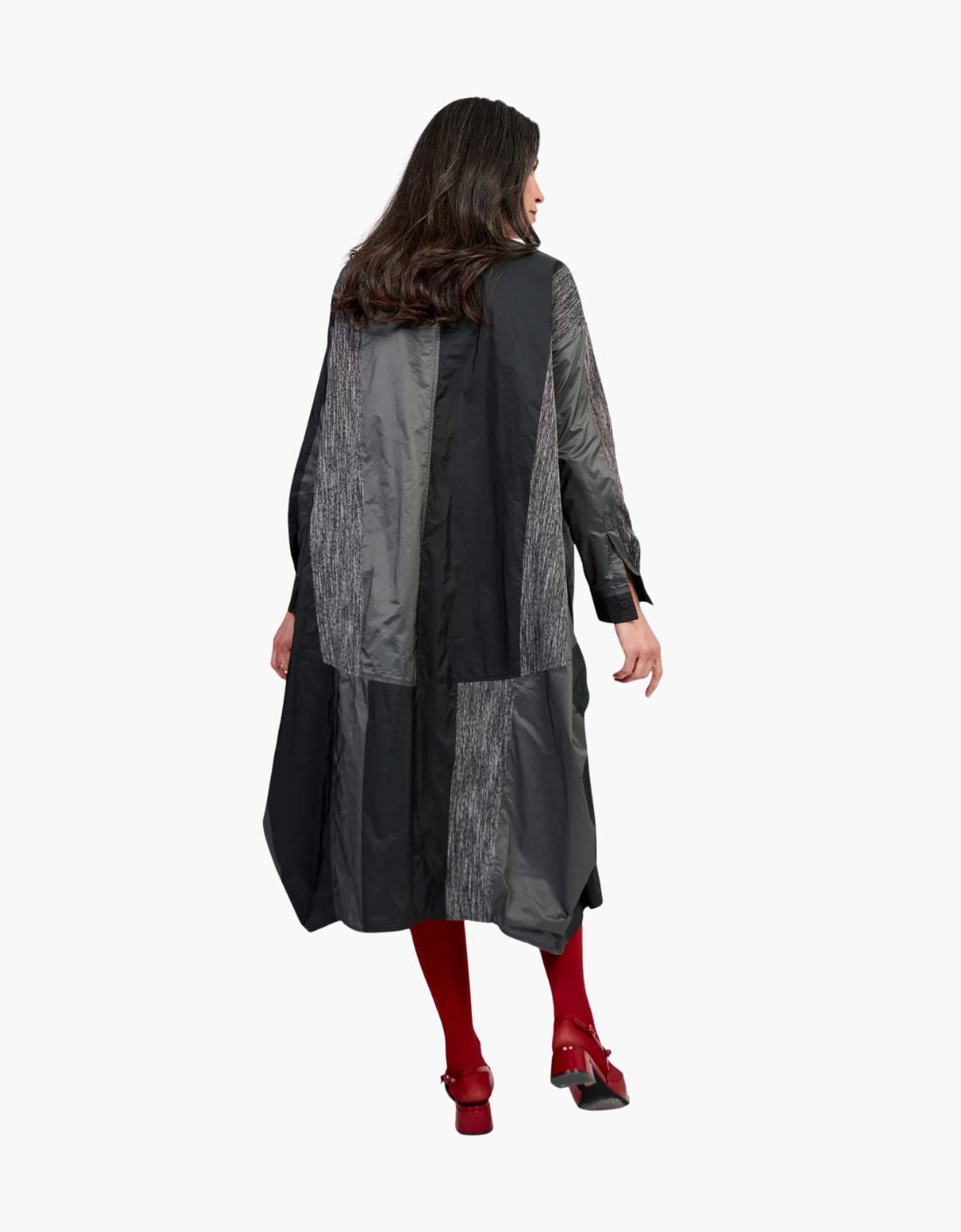 Vestido drapeado rayas texturizadas "Drama Iron" – vista 2