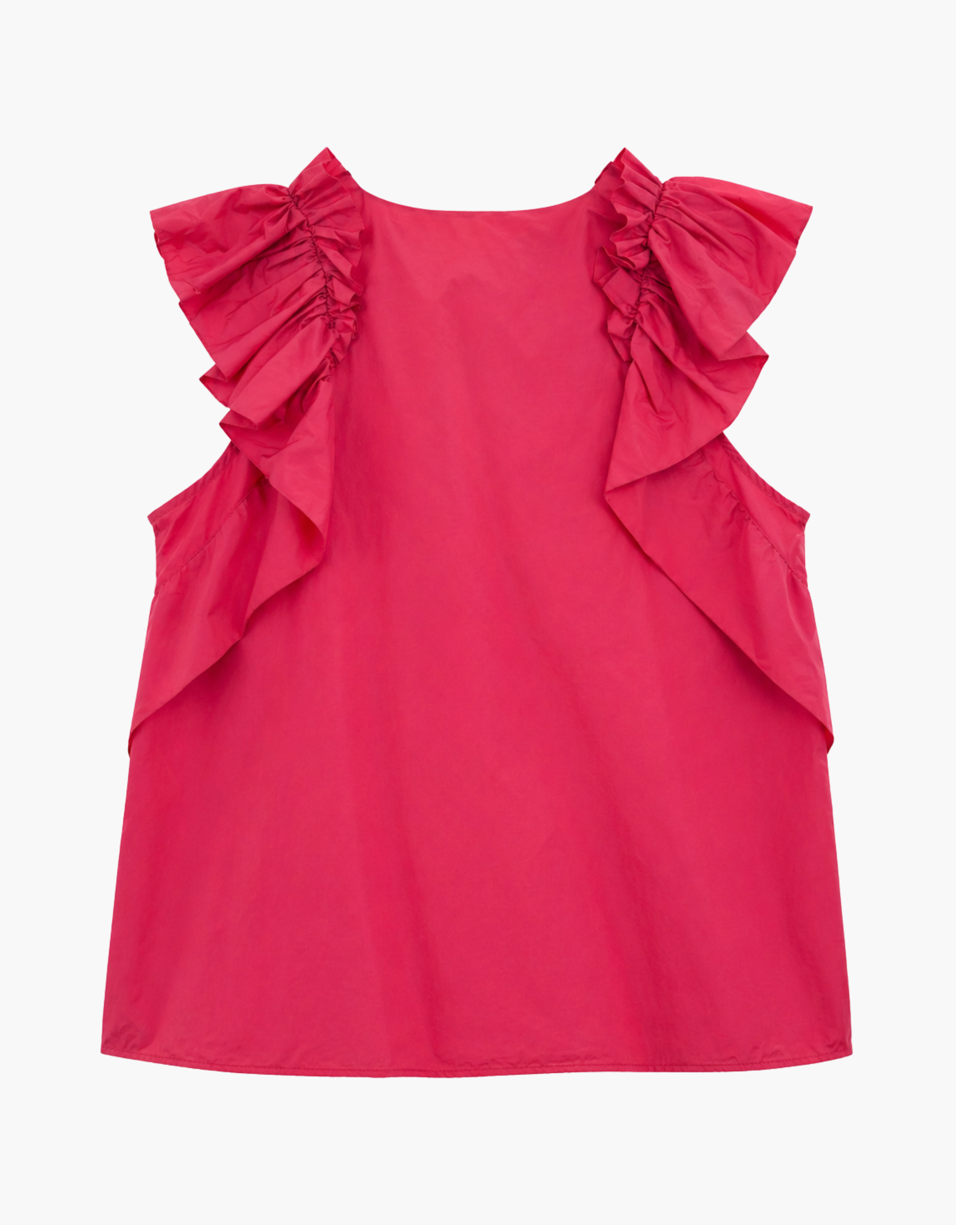 Top de tafeta PSOPHIA en color rosa, con acabado brillante y estilo elegante, mostrado en vista frontal sobre fondo neutro.
