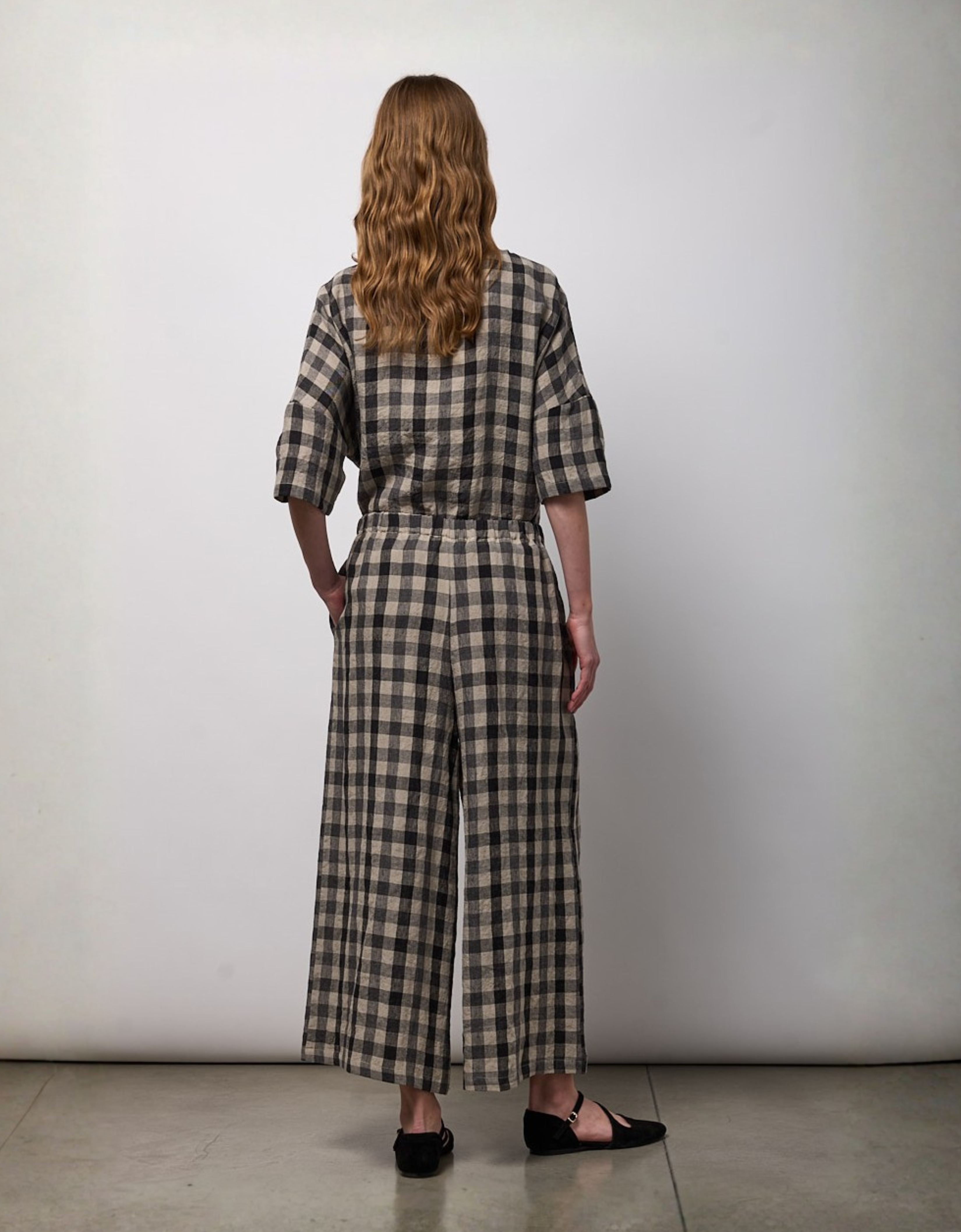Pantalón ancho "Lino Check"