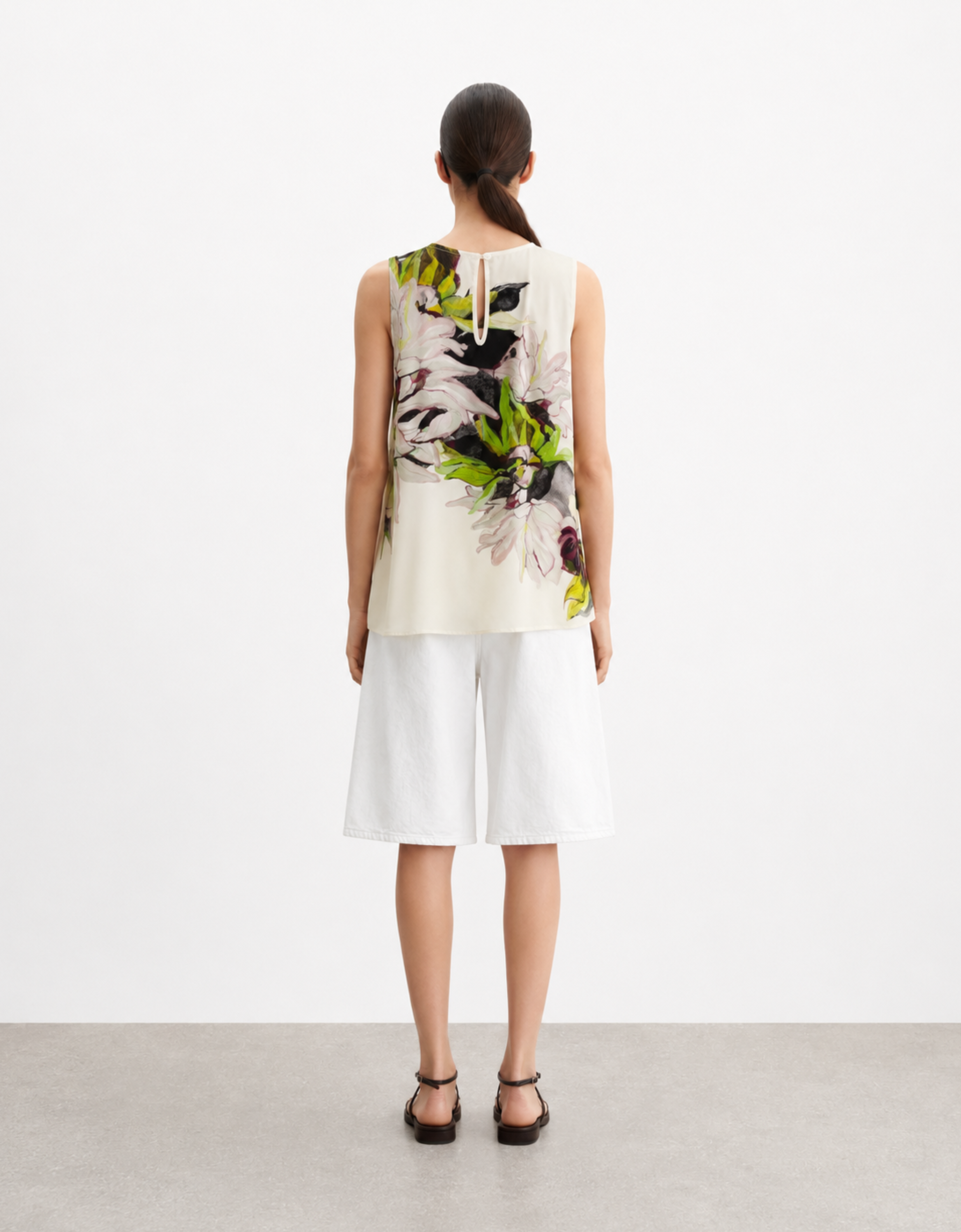 Blusa de seda "Botanical magnolias"