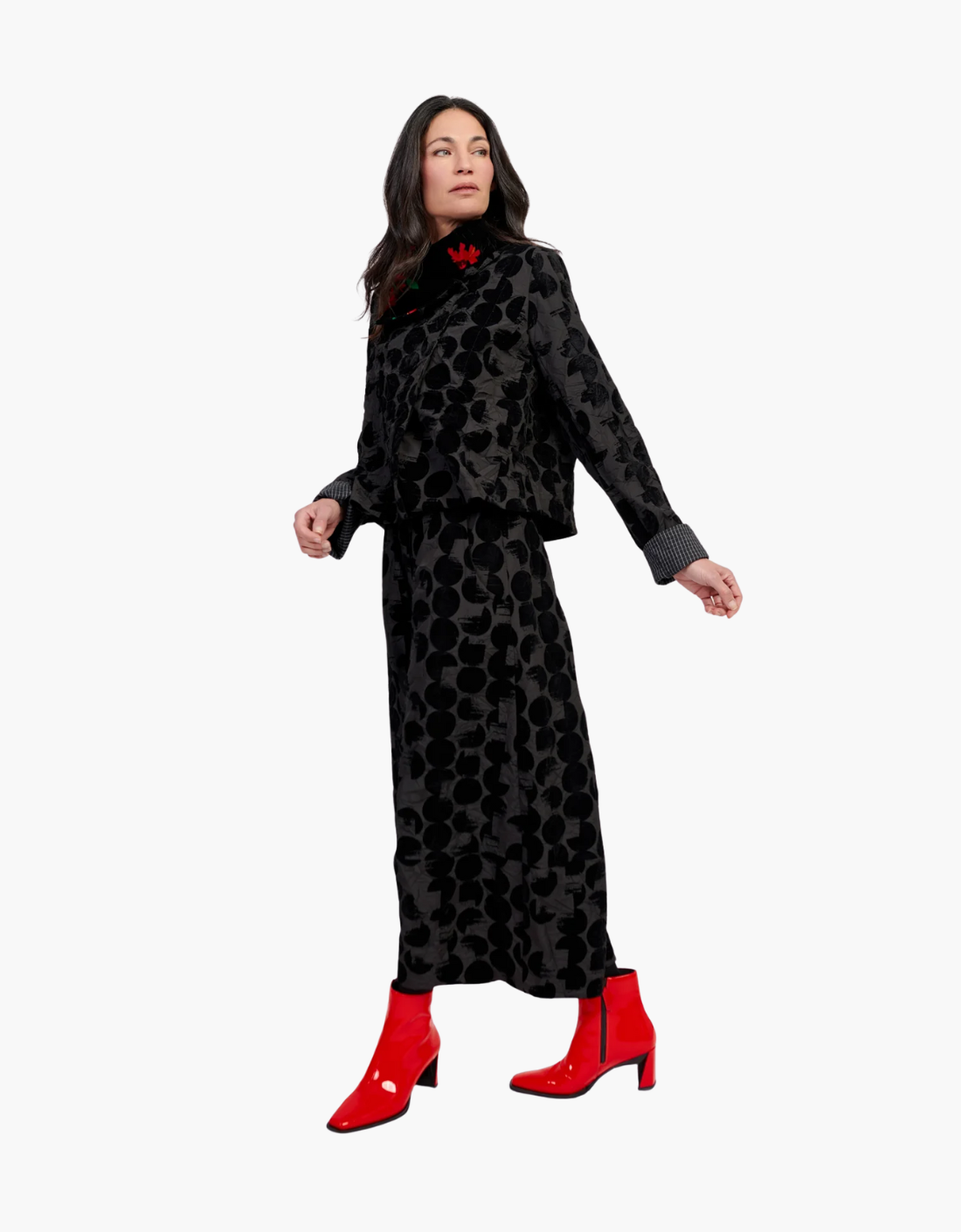 Pantalón ancho cropped en tafetán arrugado "Crescent"