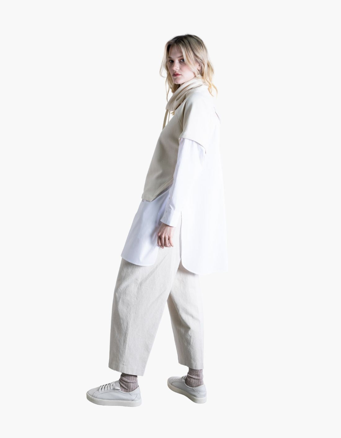 Sudadera larga con camisa de algodón