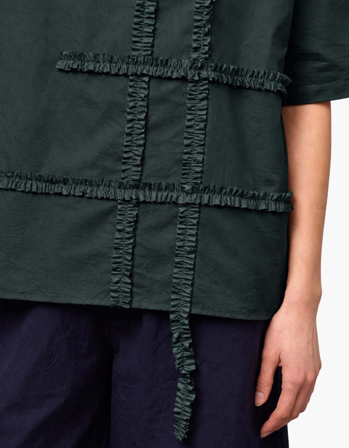 Blusa con frappe "Popeline" - L211PO – vista 3