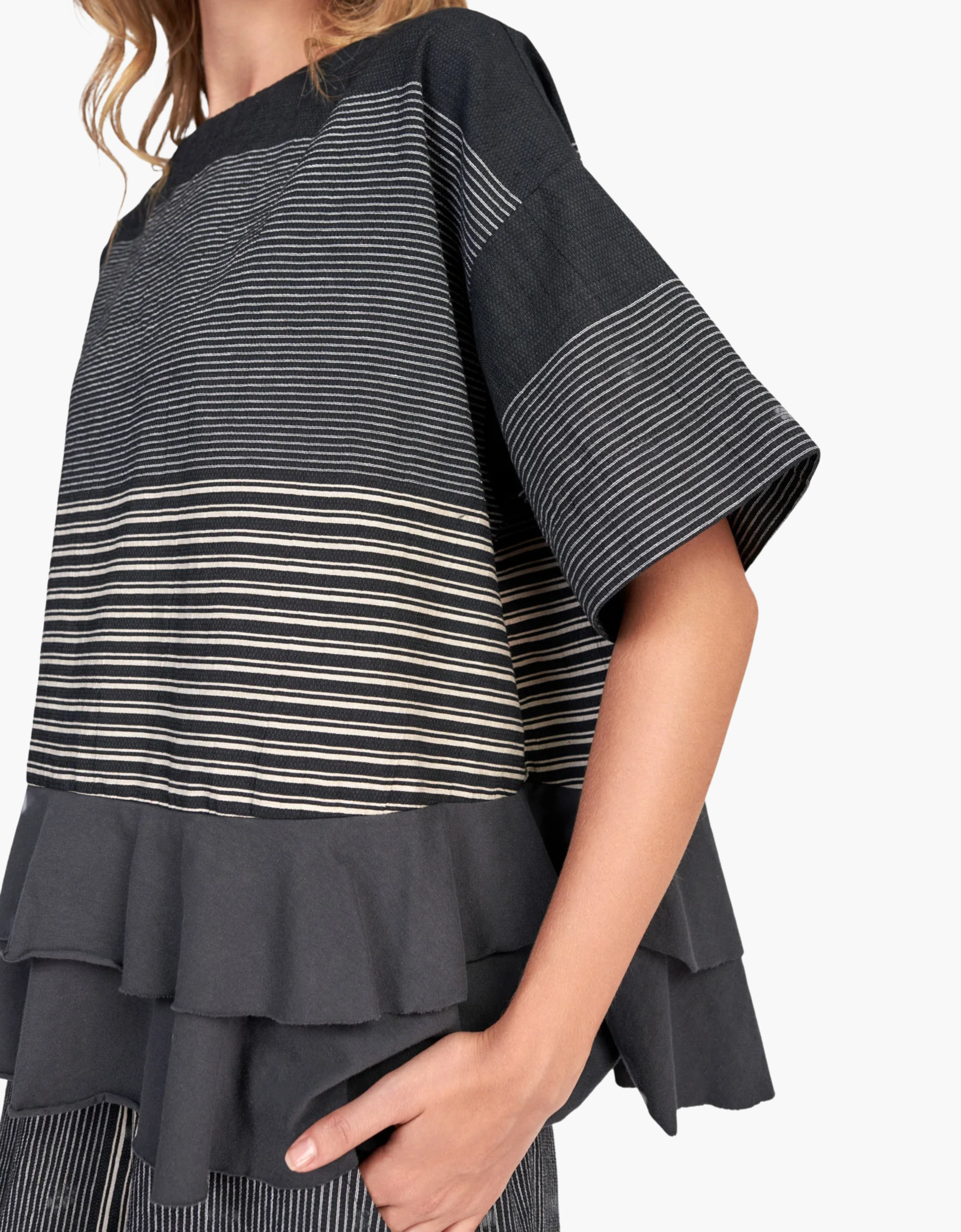 Top tejido de rayas ligero "Darkbar"