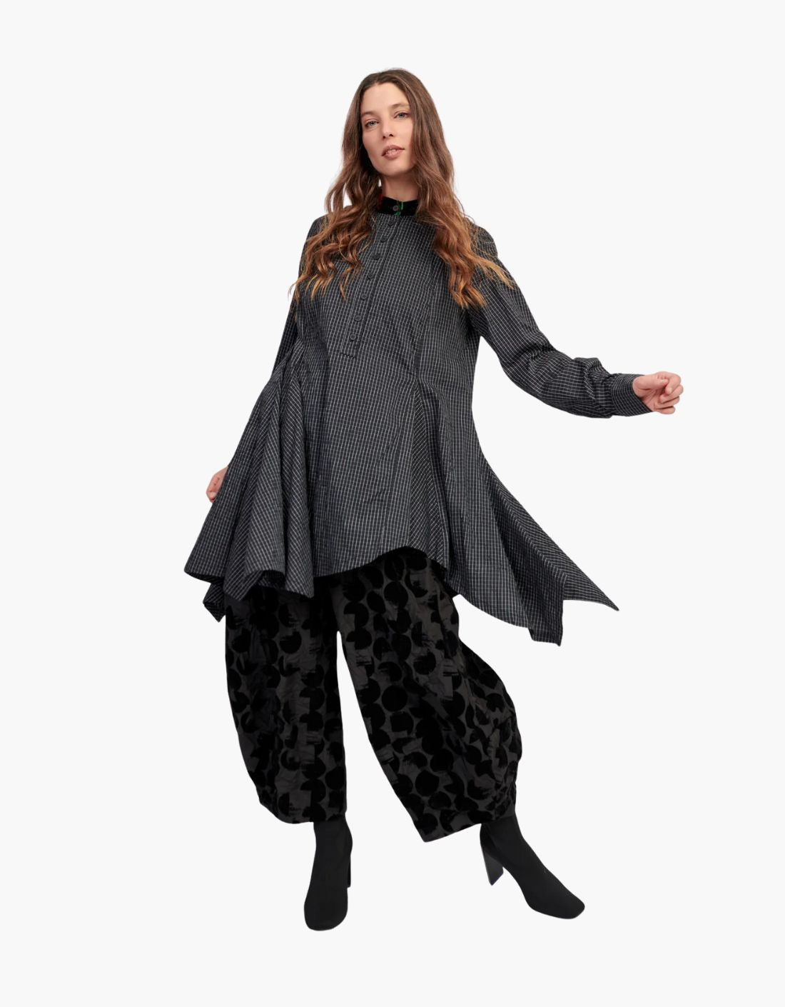 Blusa túnica en tejido arrugado "Marquee Roses"