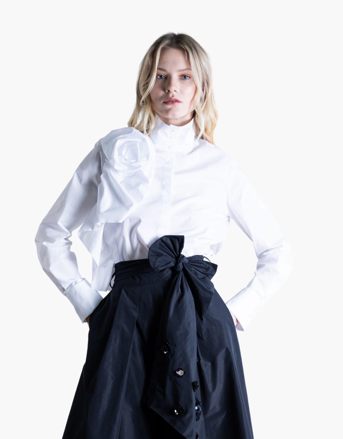 Camisa algodon popelin media flor