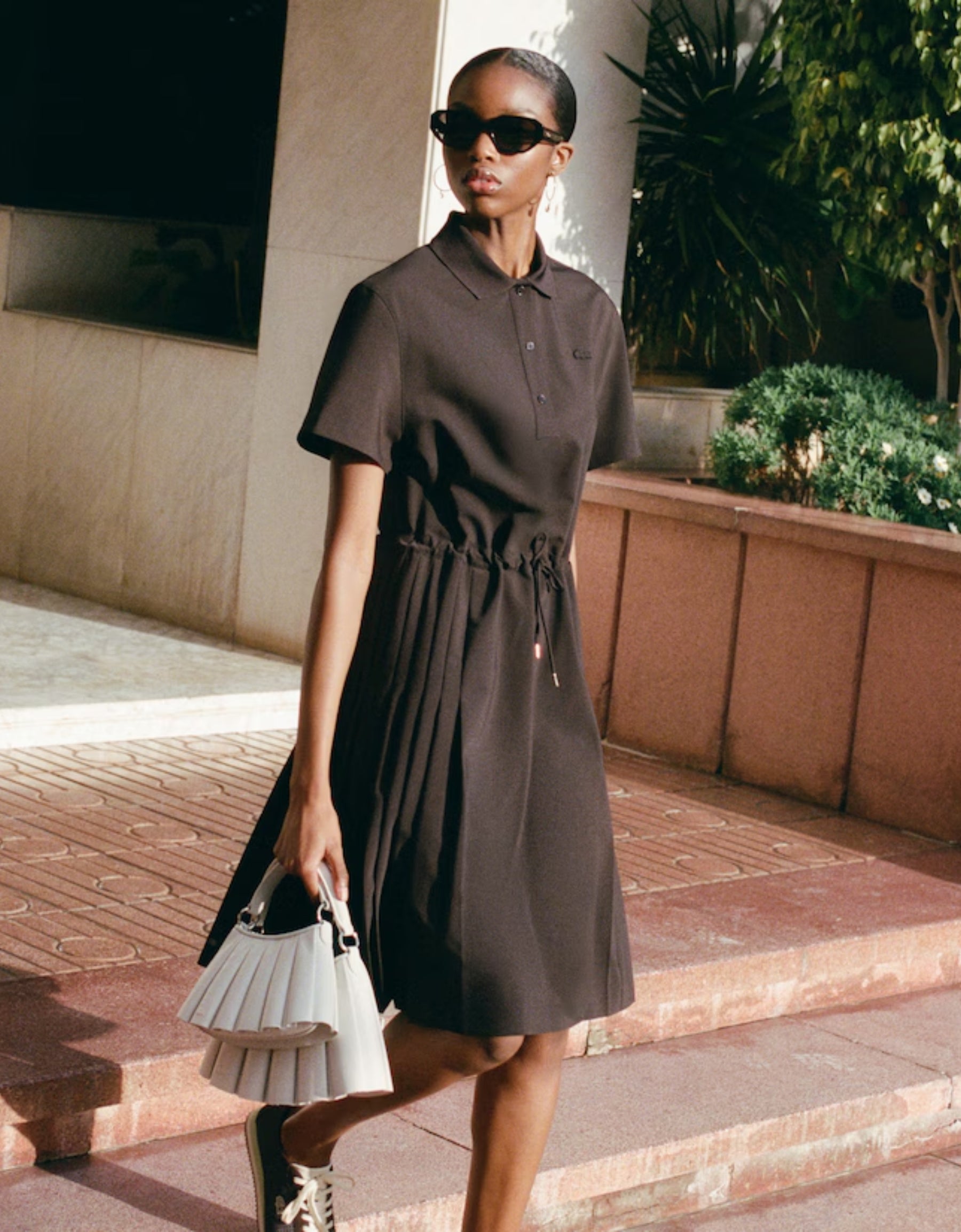 Vestido polo plisado lana