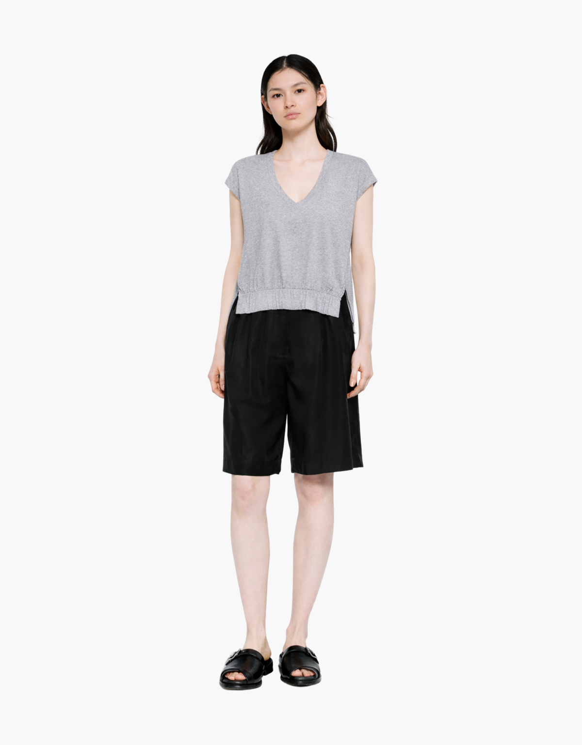 Camiseta fruncida cuello V – vista 3