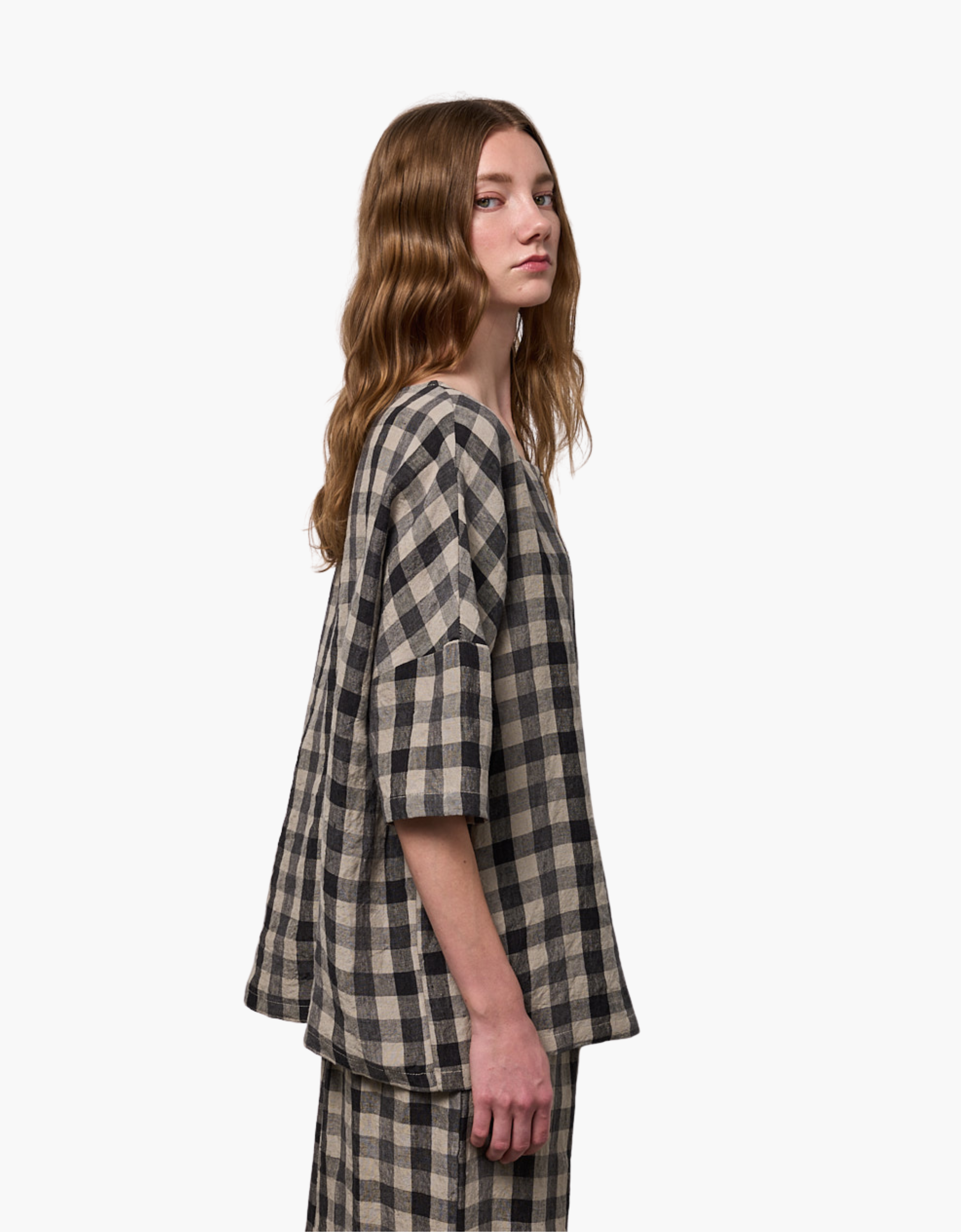 Blusa con botones "Lino check"