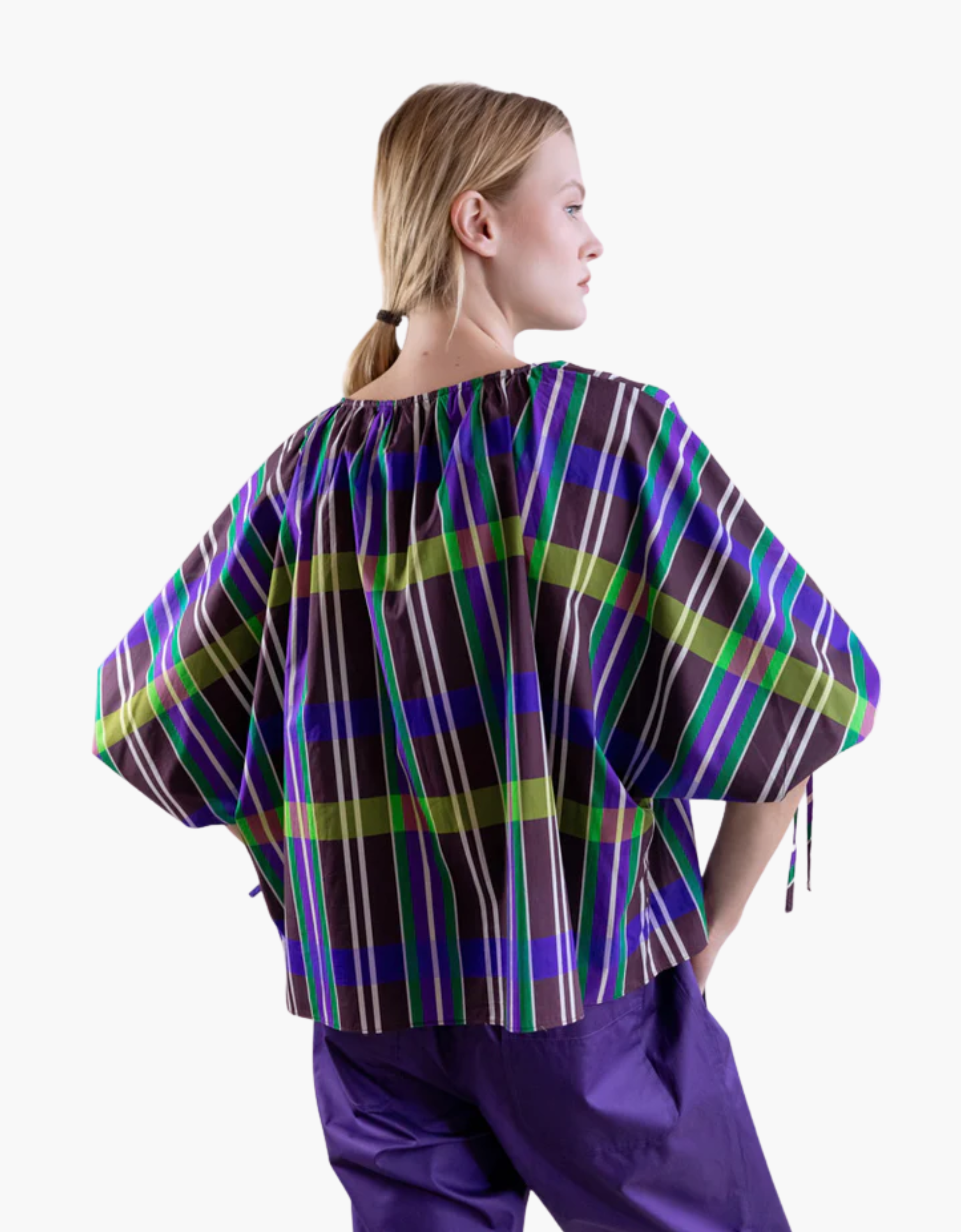 Blusa mangas ajustables "Cuadros Chocolat"