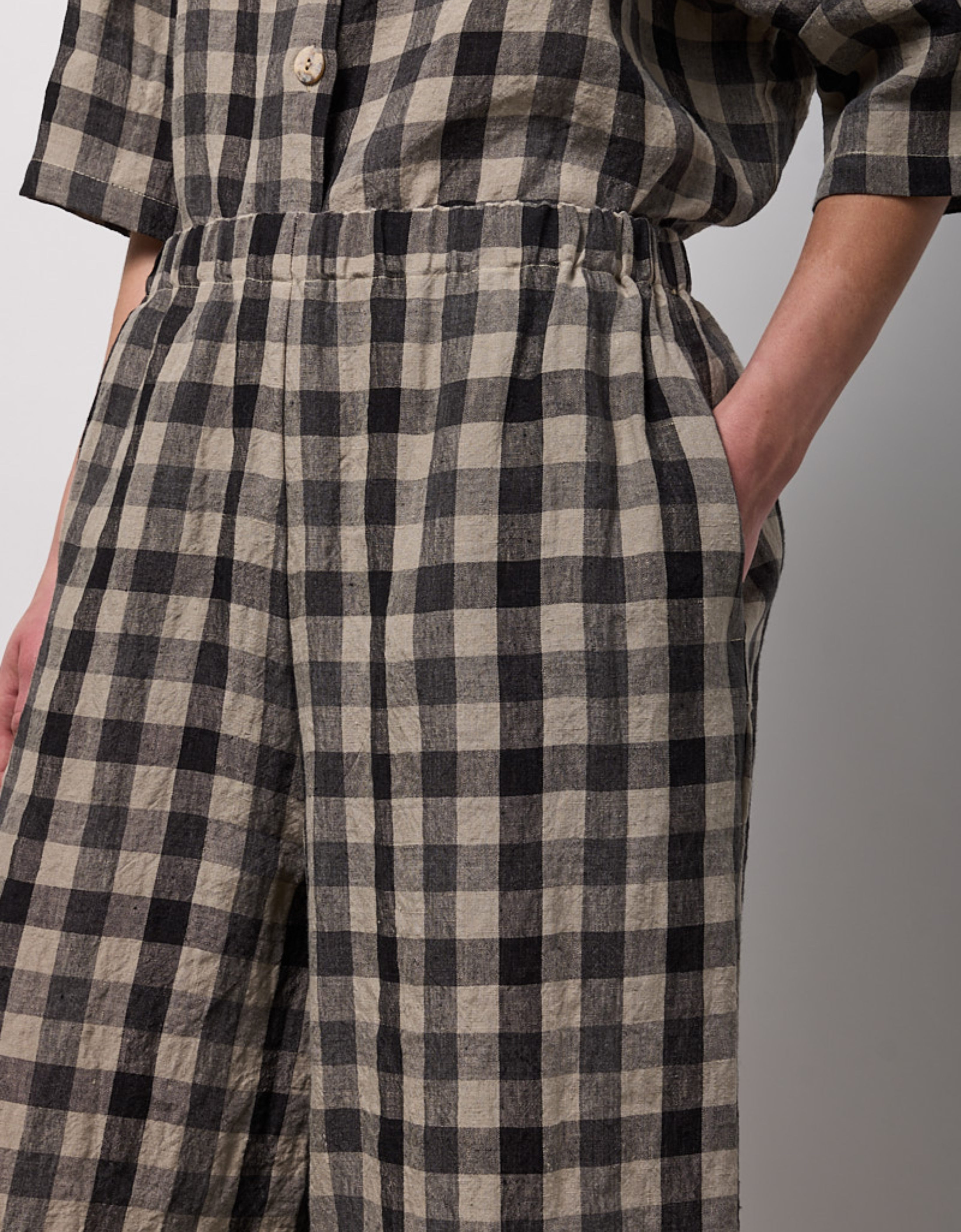 Pantalón ancho "Lino Check"