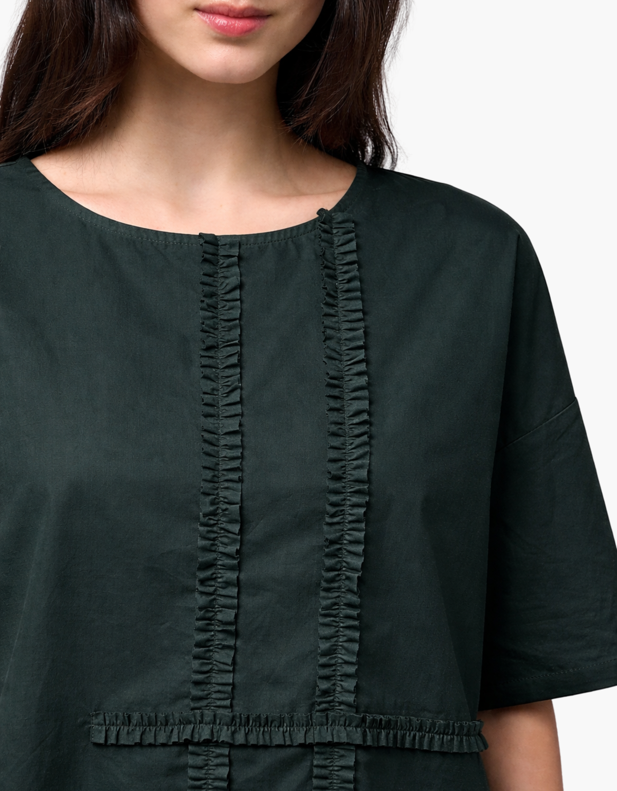 Blusa con frappe "Popeline" - L211PO – vista 4