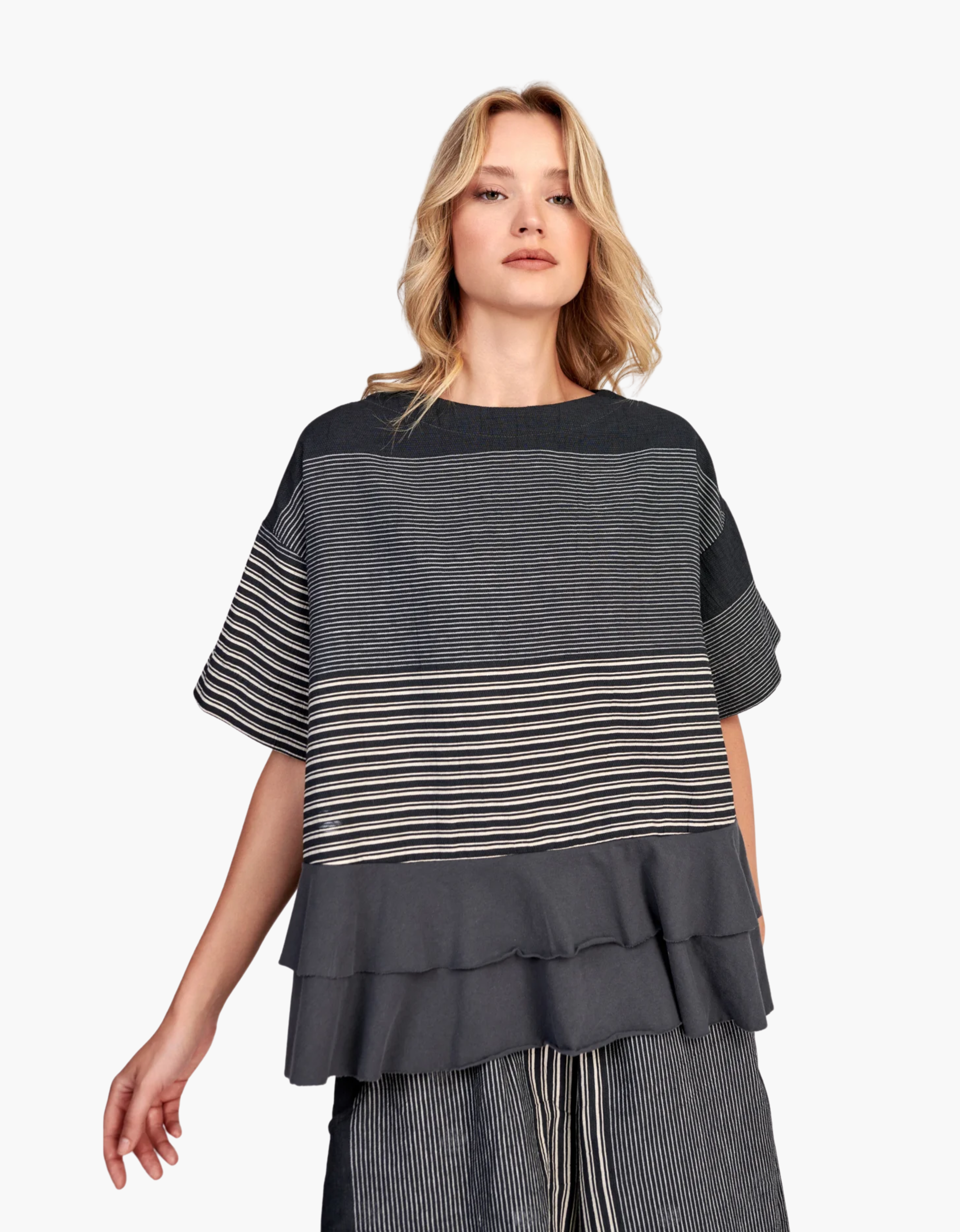 Top tejido de rayas ligero "Darkbar"