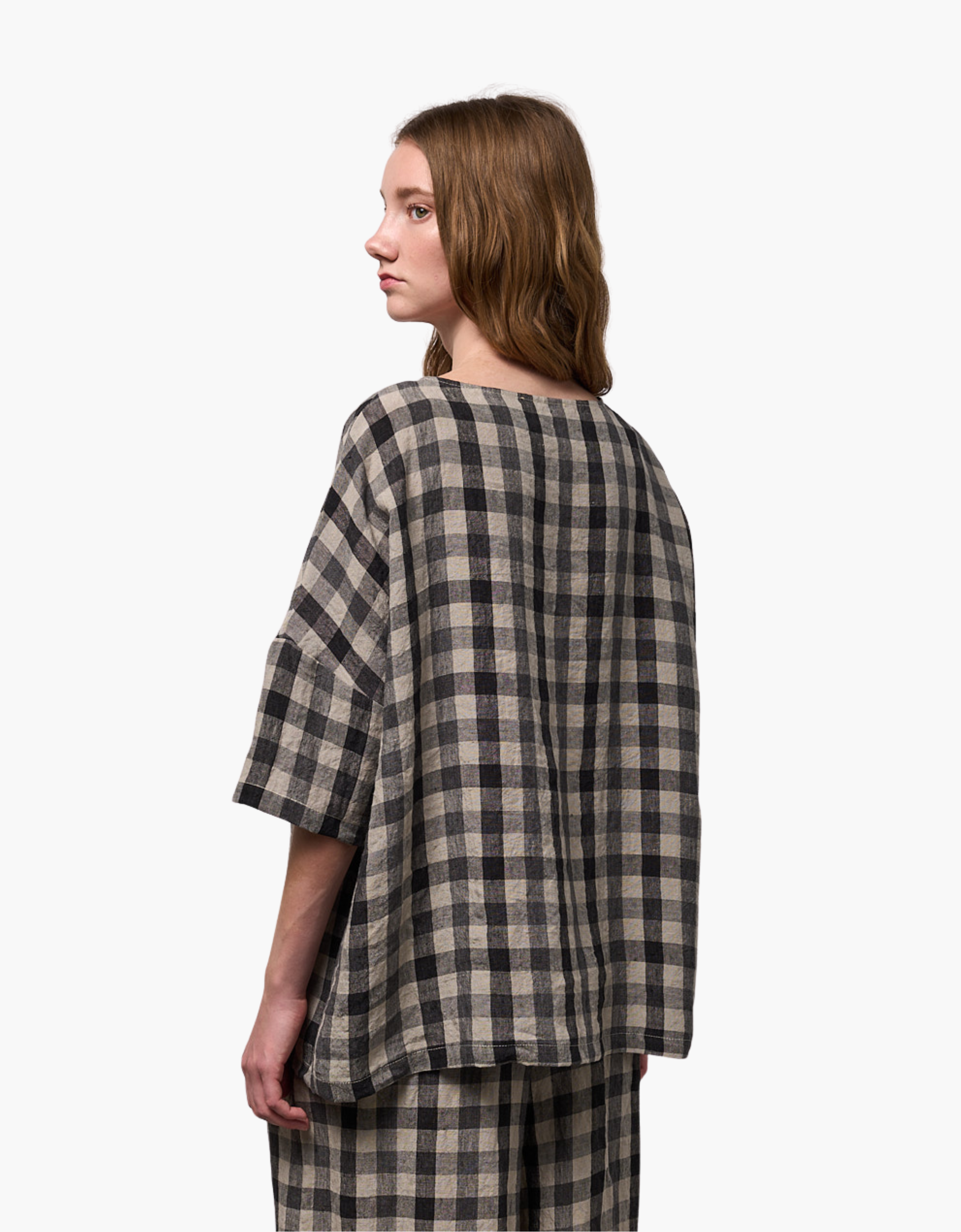 Blusa con botones "Lino check"