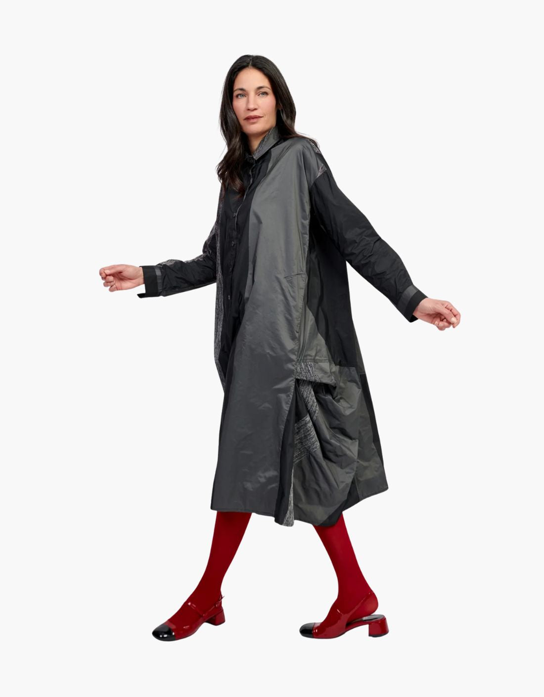 Vestido drapeado rayas texturizadas "Drama Iron" – vista 4