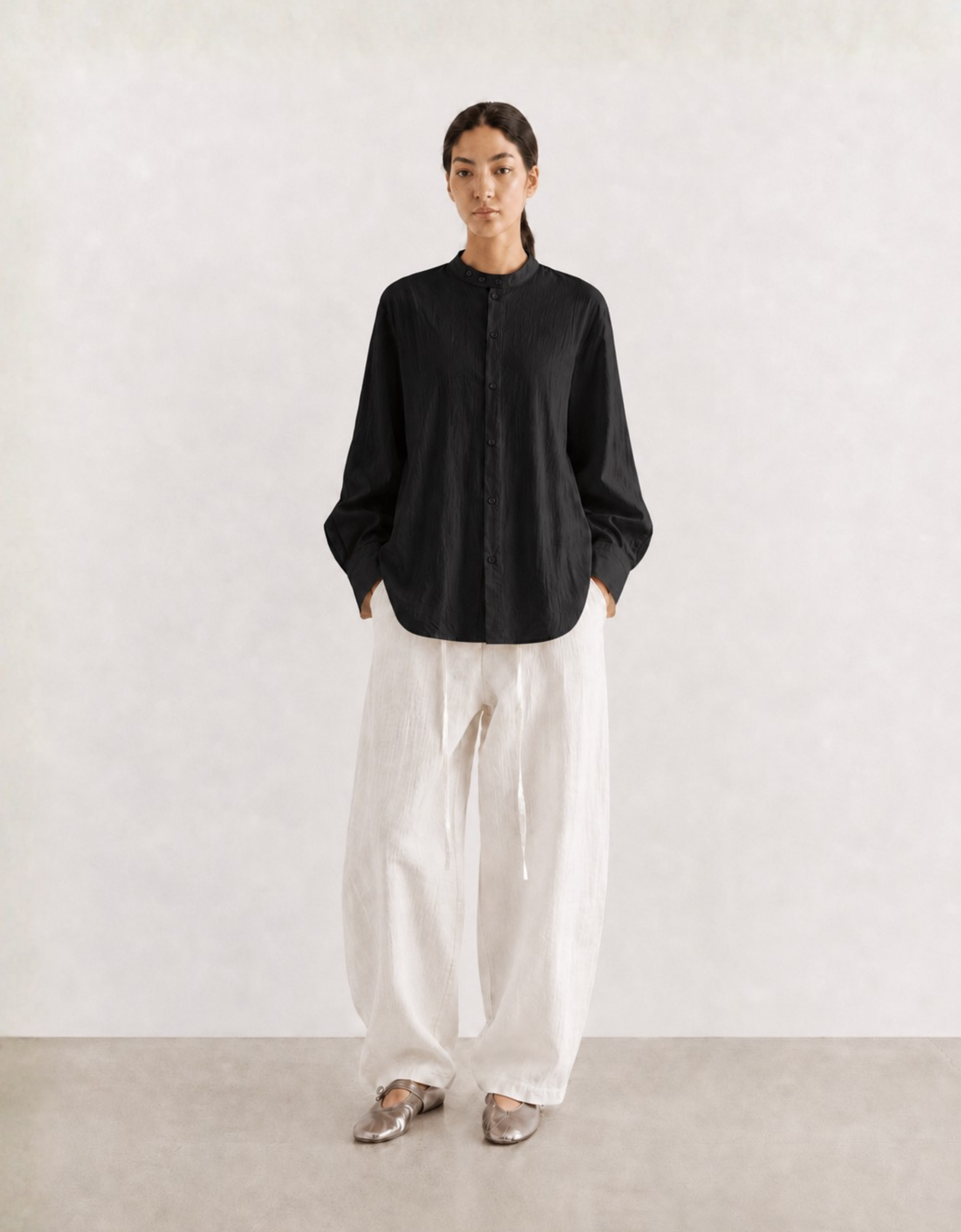 Camisa relaxed fit de tejido texturizado