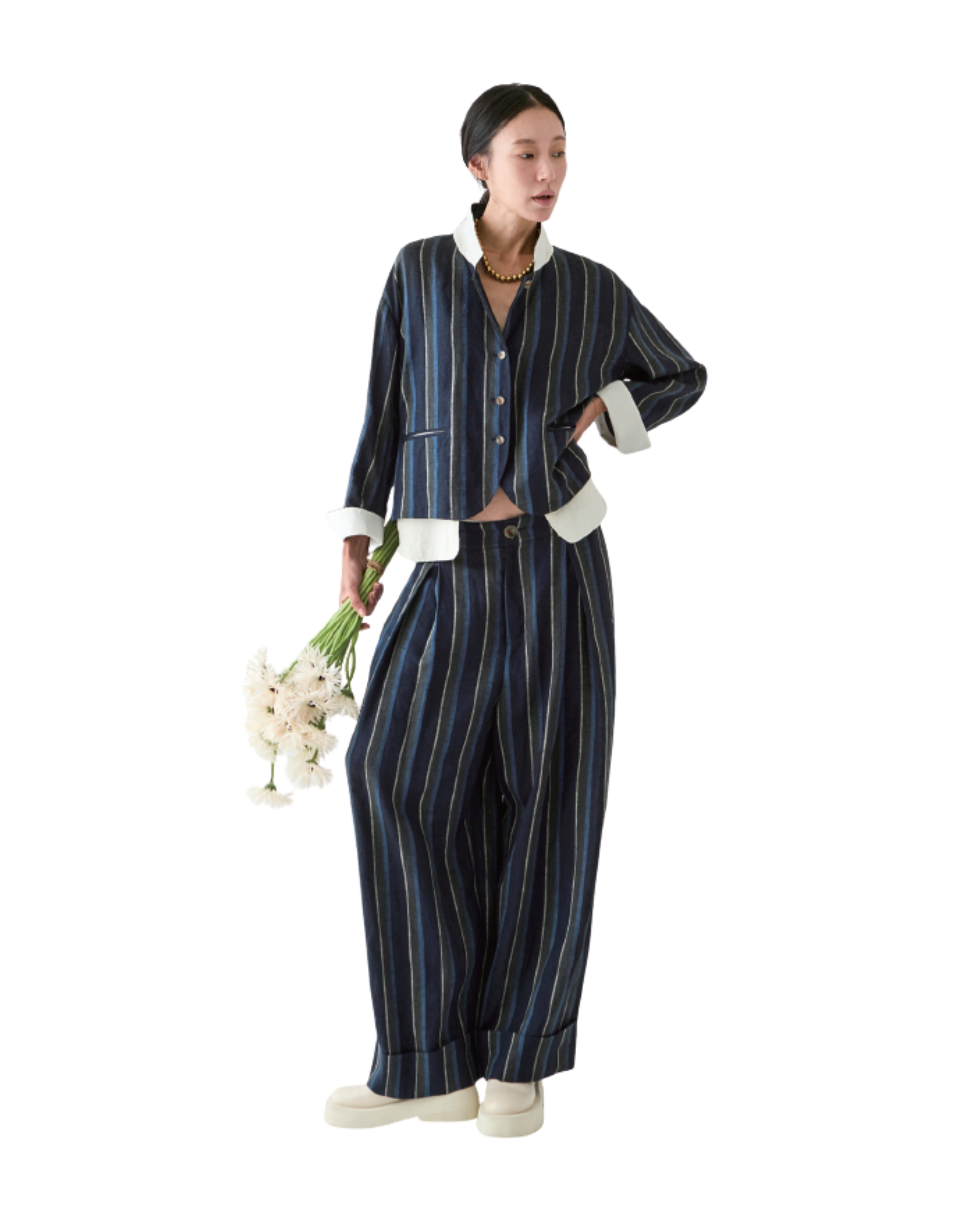 Pantalon lino rayas "Naeun"