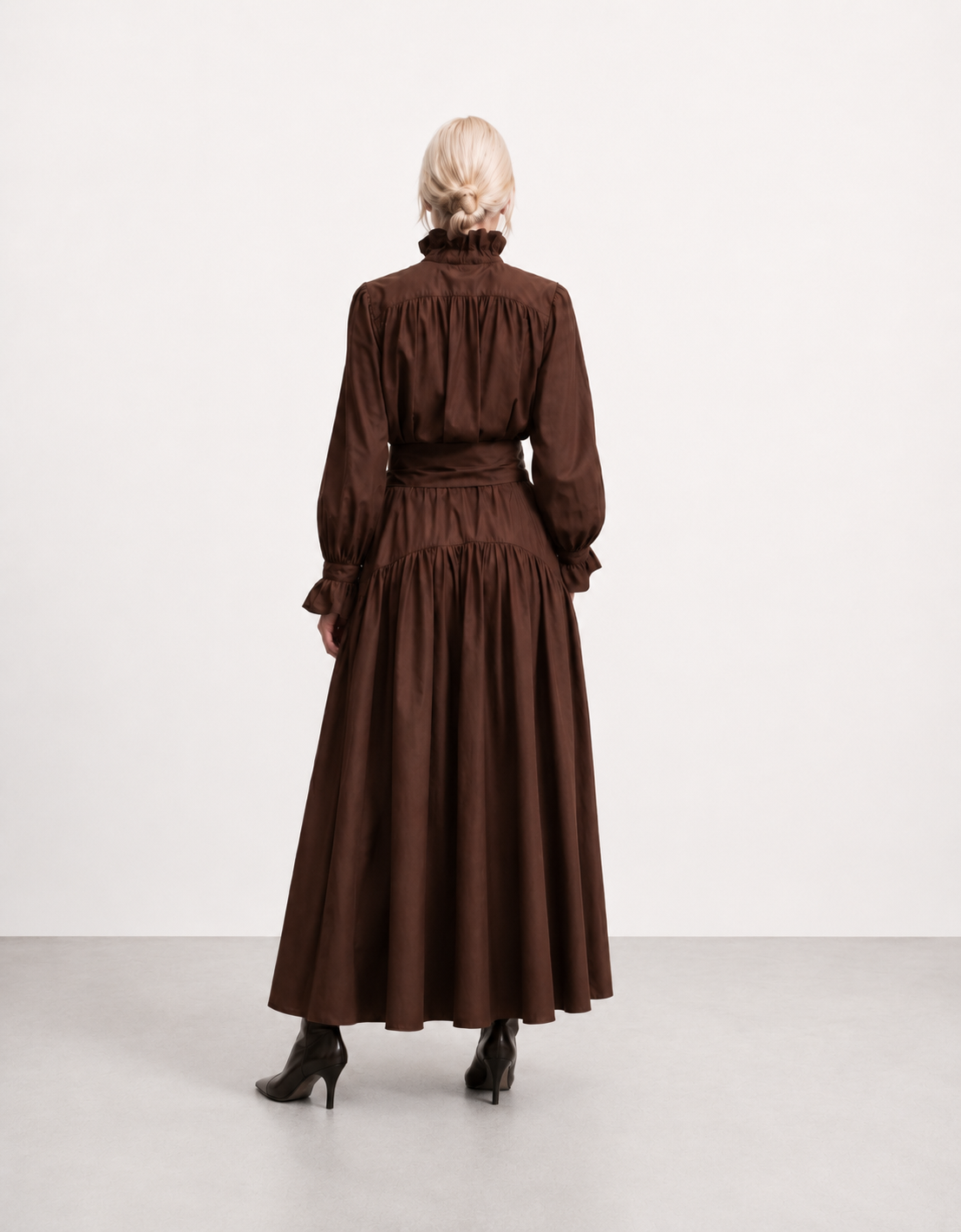 Falda amplia taffeta "Truffle"