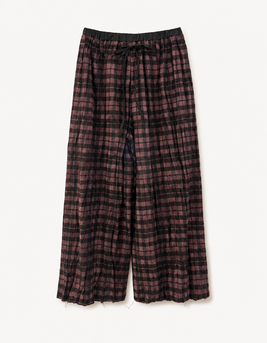 Pantalon lana arrugado cuadros "Fig"