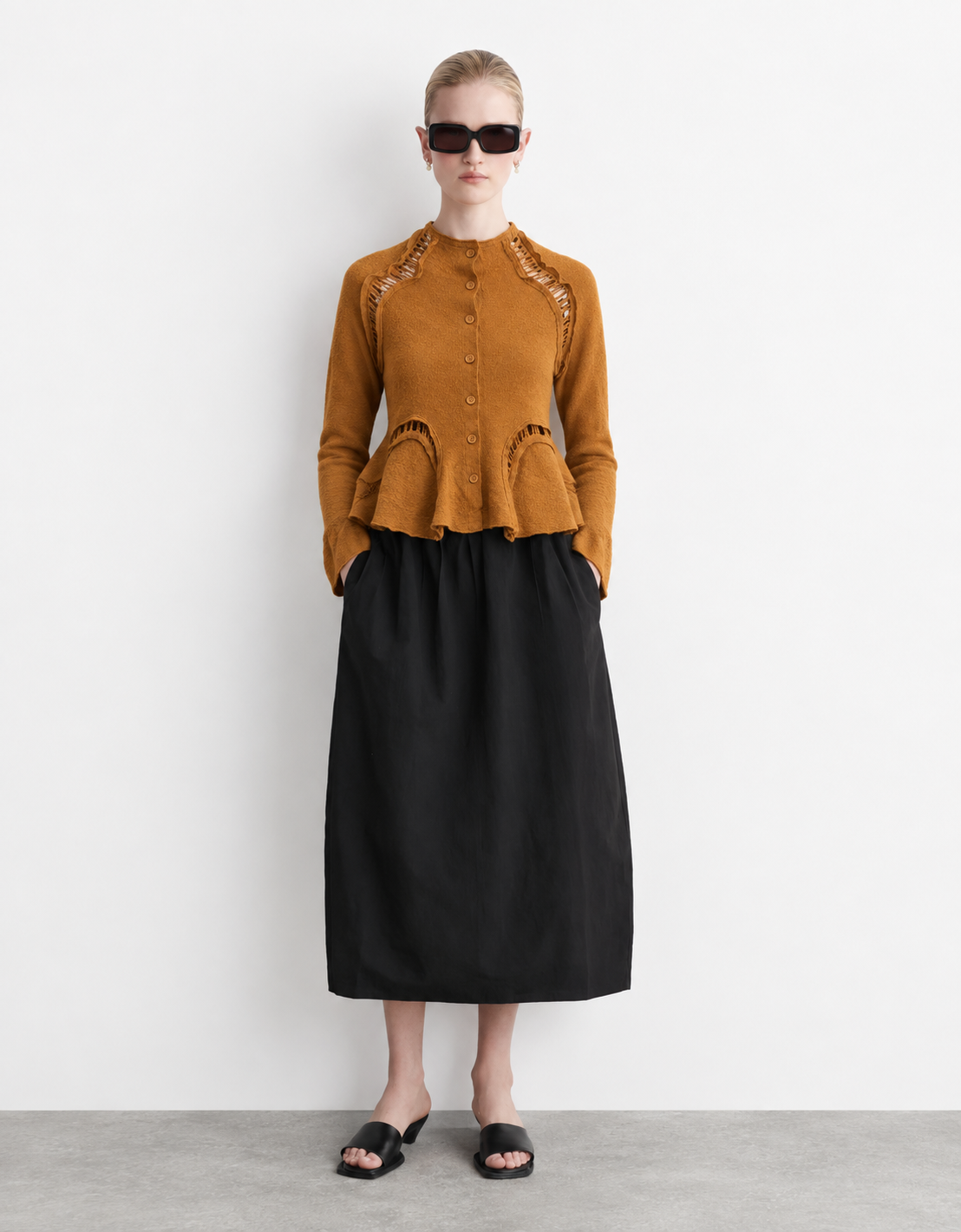 Cárdigan lana peplum "Bronze"