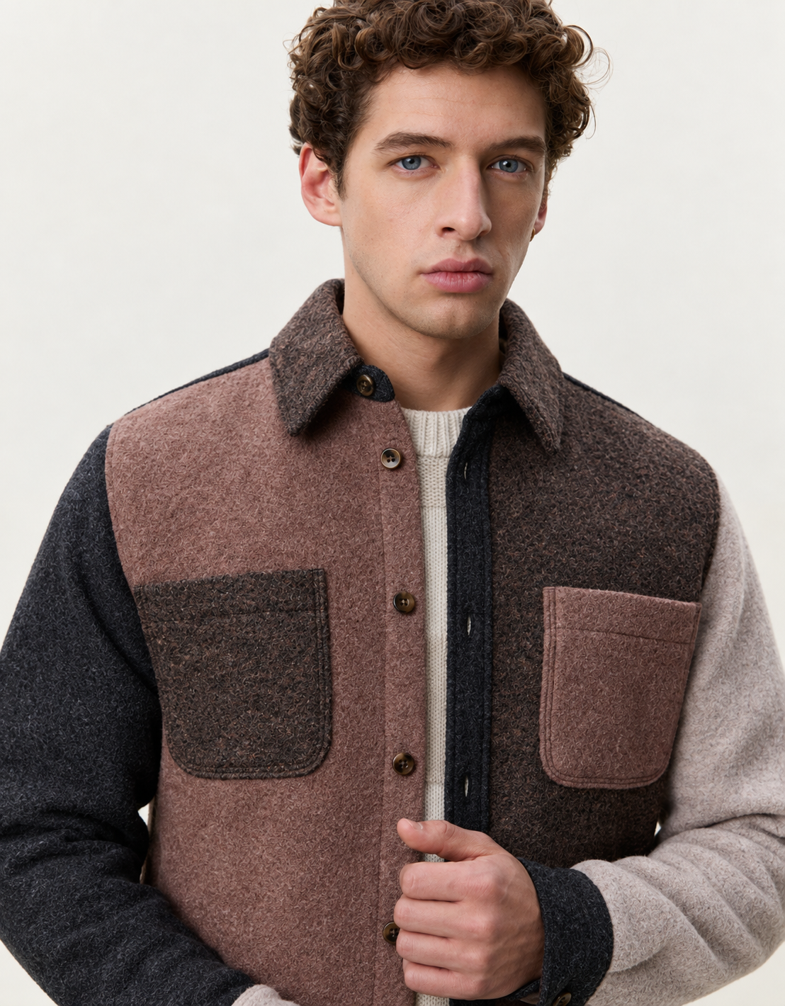 Sobrecamisa lana bloques "Colourblock"