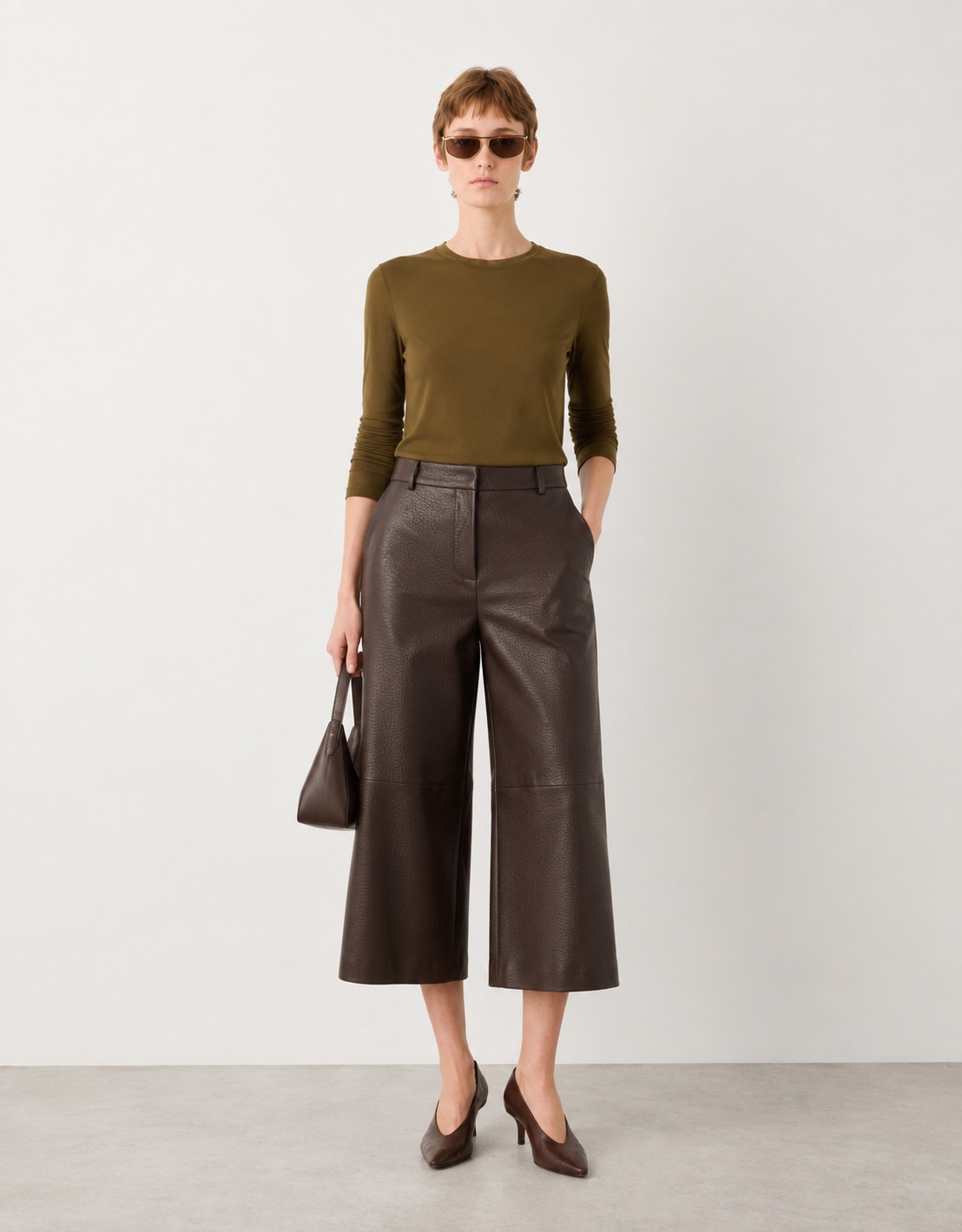 Pantalones efecto piel "Coffee"
