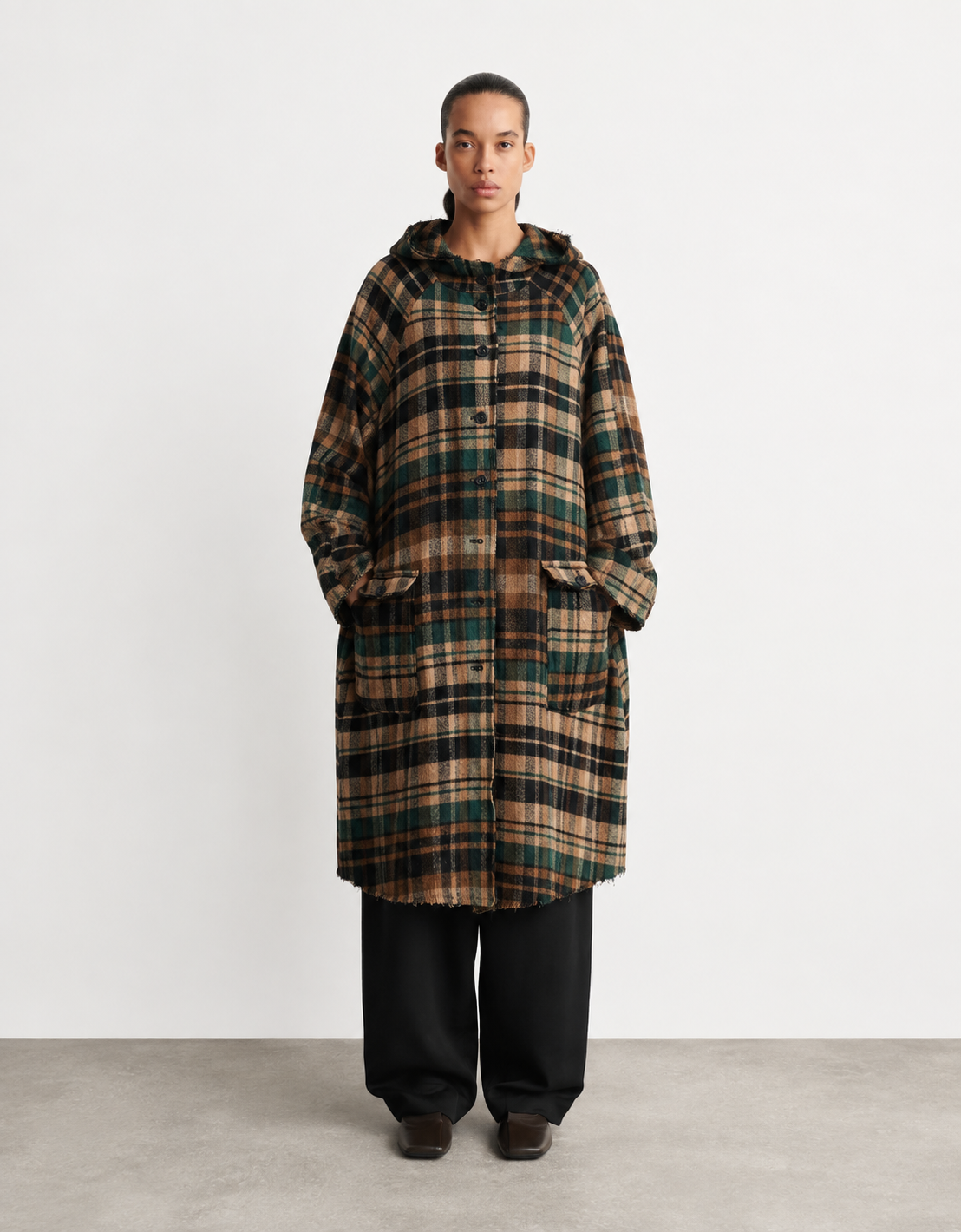 Abrigo cuadros lana "Forest Check"