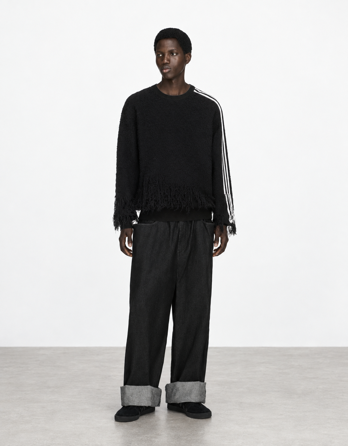 Jersey lana flecos "Knitted 3-Stripes"