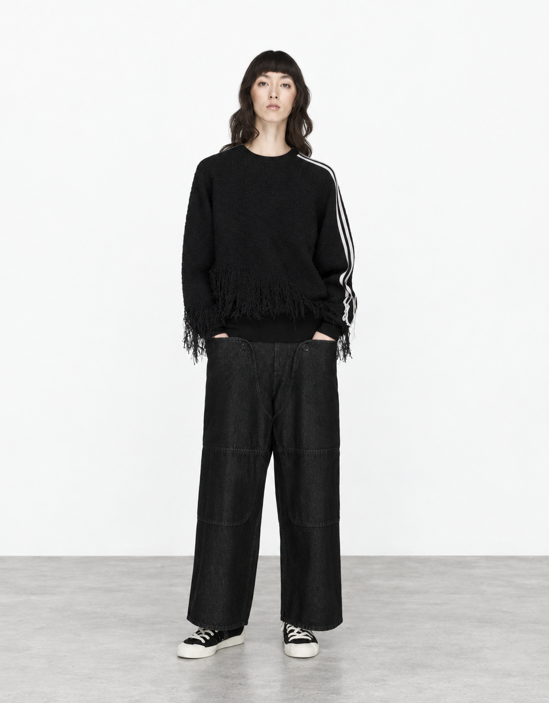 Jersey lana flecos "Knitted 3-Stripes"