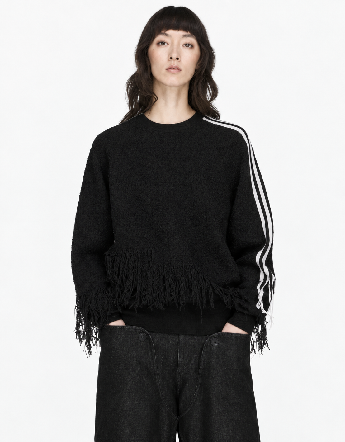 Jersey lana flecos "Knitted 3-Stripes"