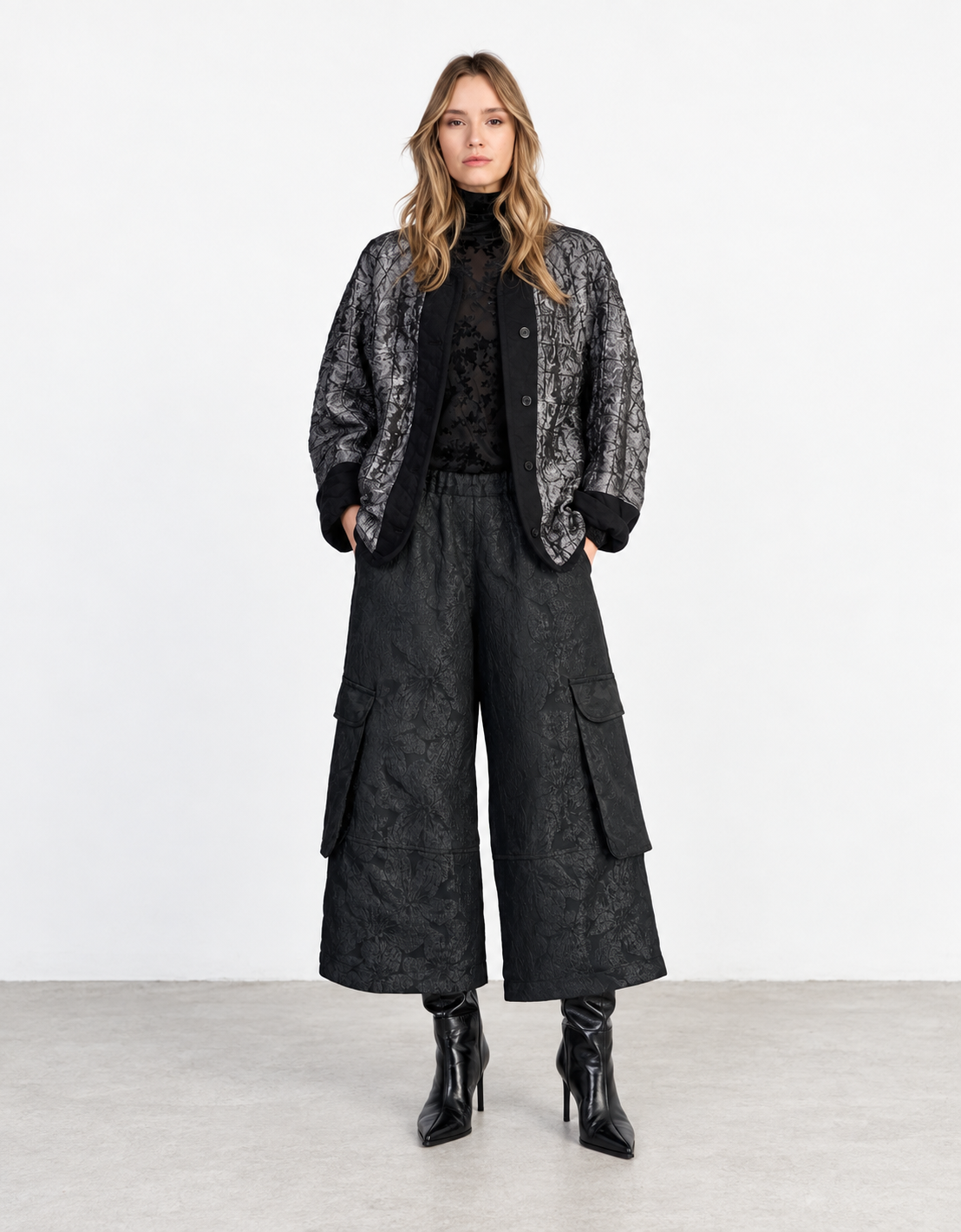 Pantalón jacquard cargo "Onyx"