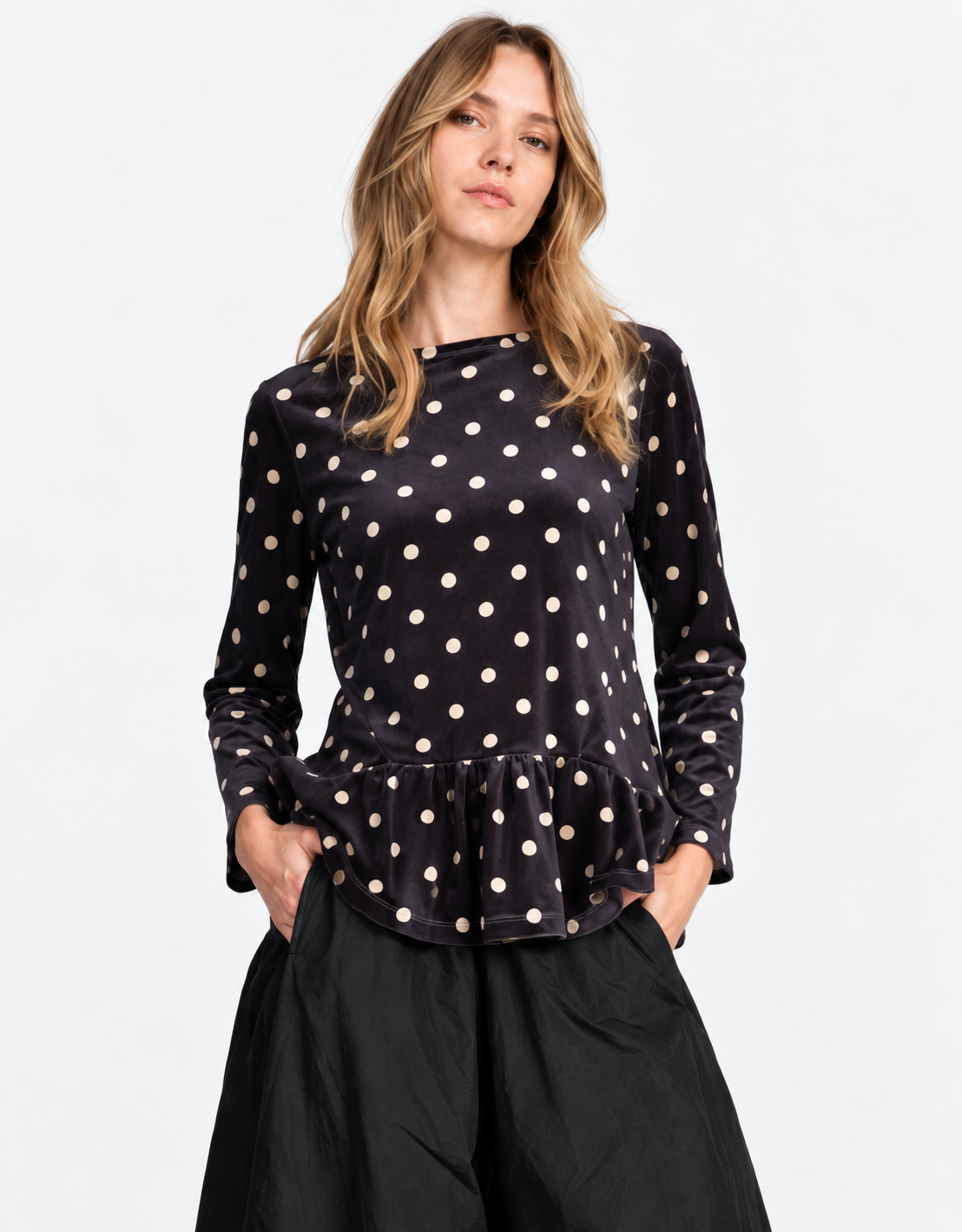 Jersey terciopelo topos "Polka"