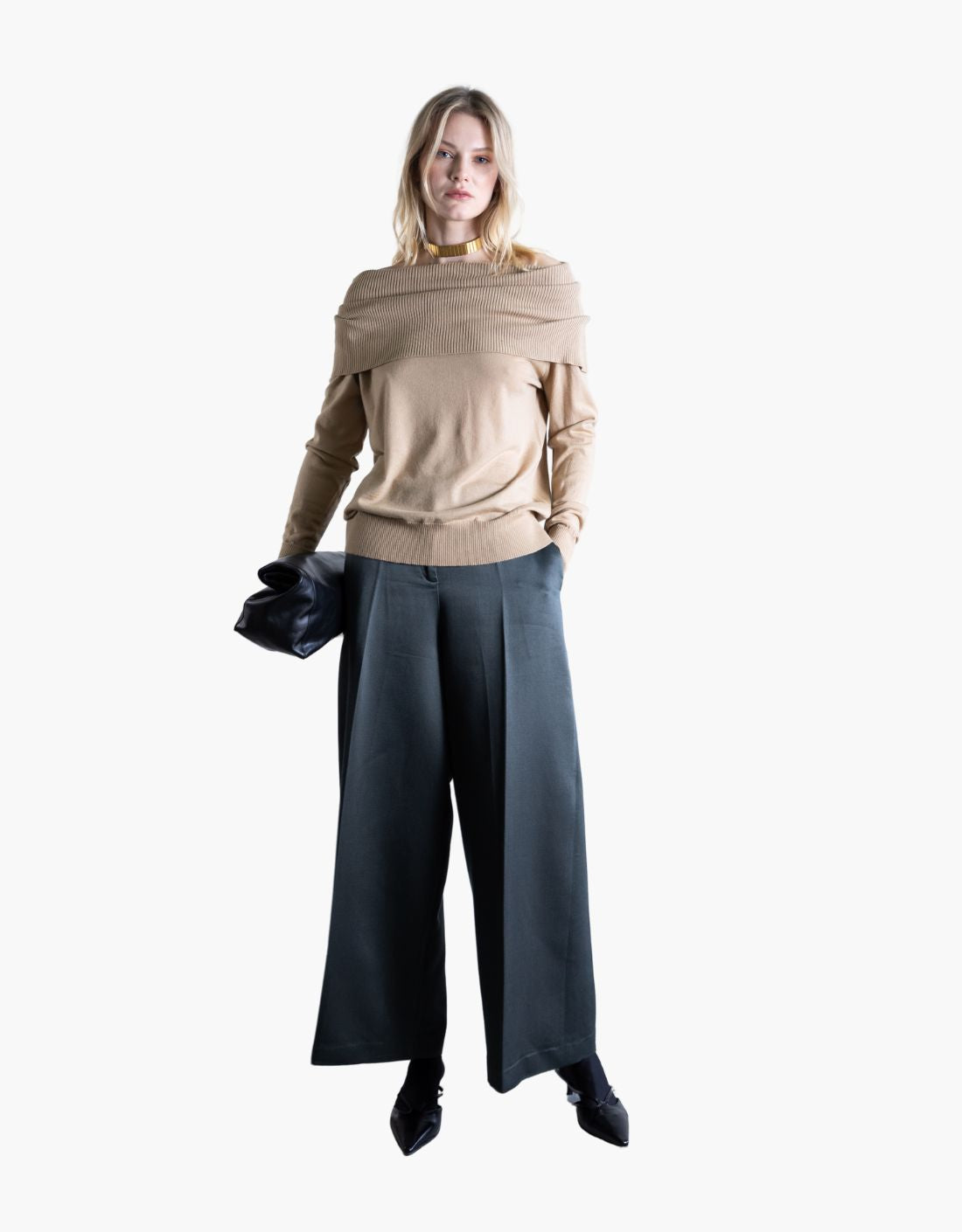 pantalon en laine satinée
