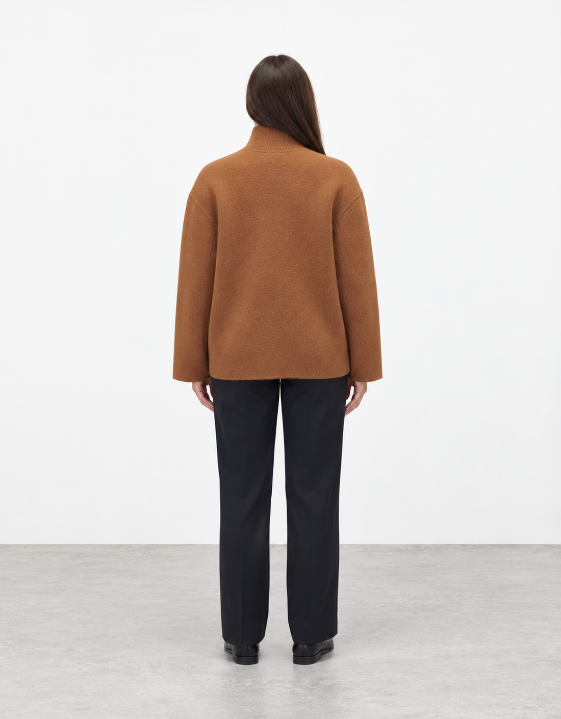 Chaqueta lana doble tejido "Fenice" color camel, vista trasera