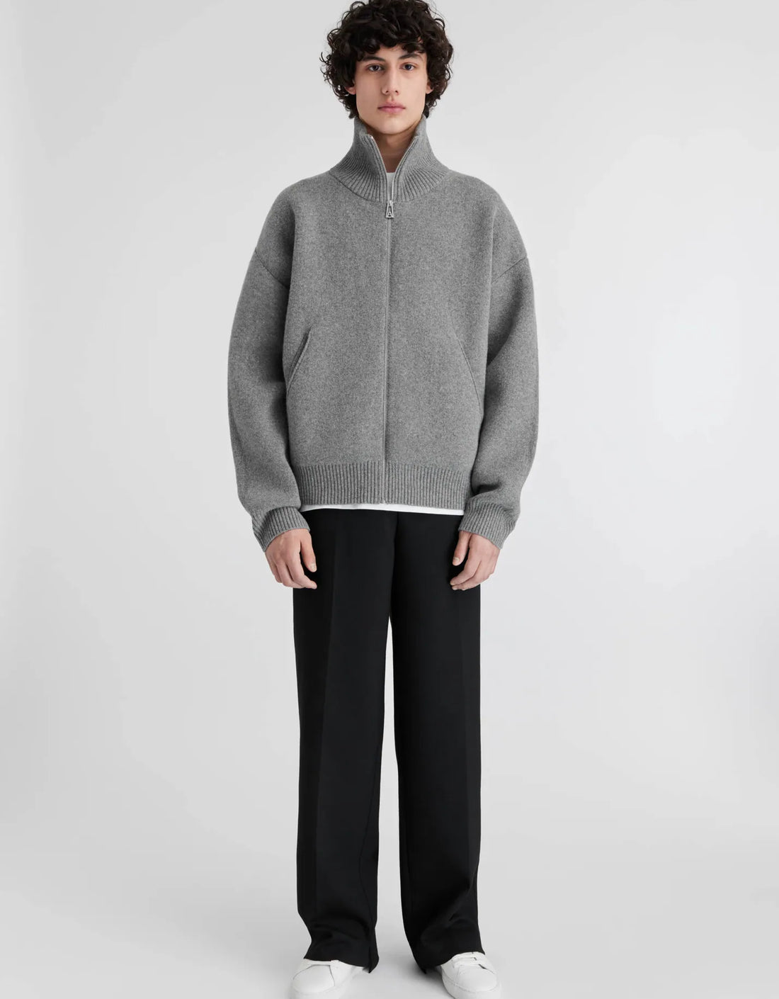 Jersey con cremallera "Core" – gris frontal