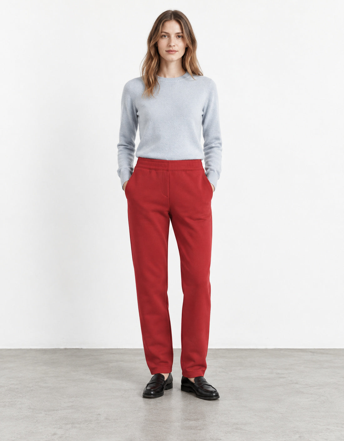 Pantalón felpa de algodón "Corte" rojo, vista frontal