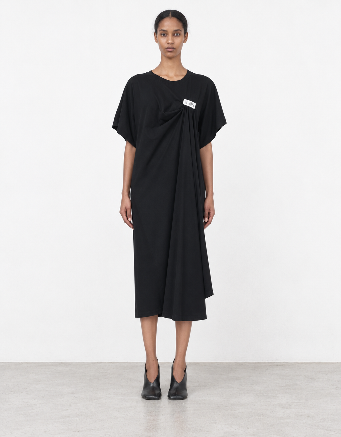 Vestido algodón drapeado "Numeric label" - MM6