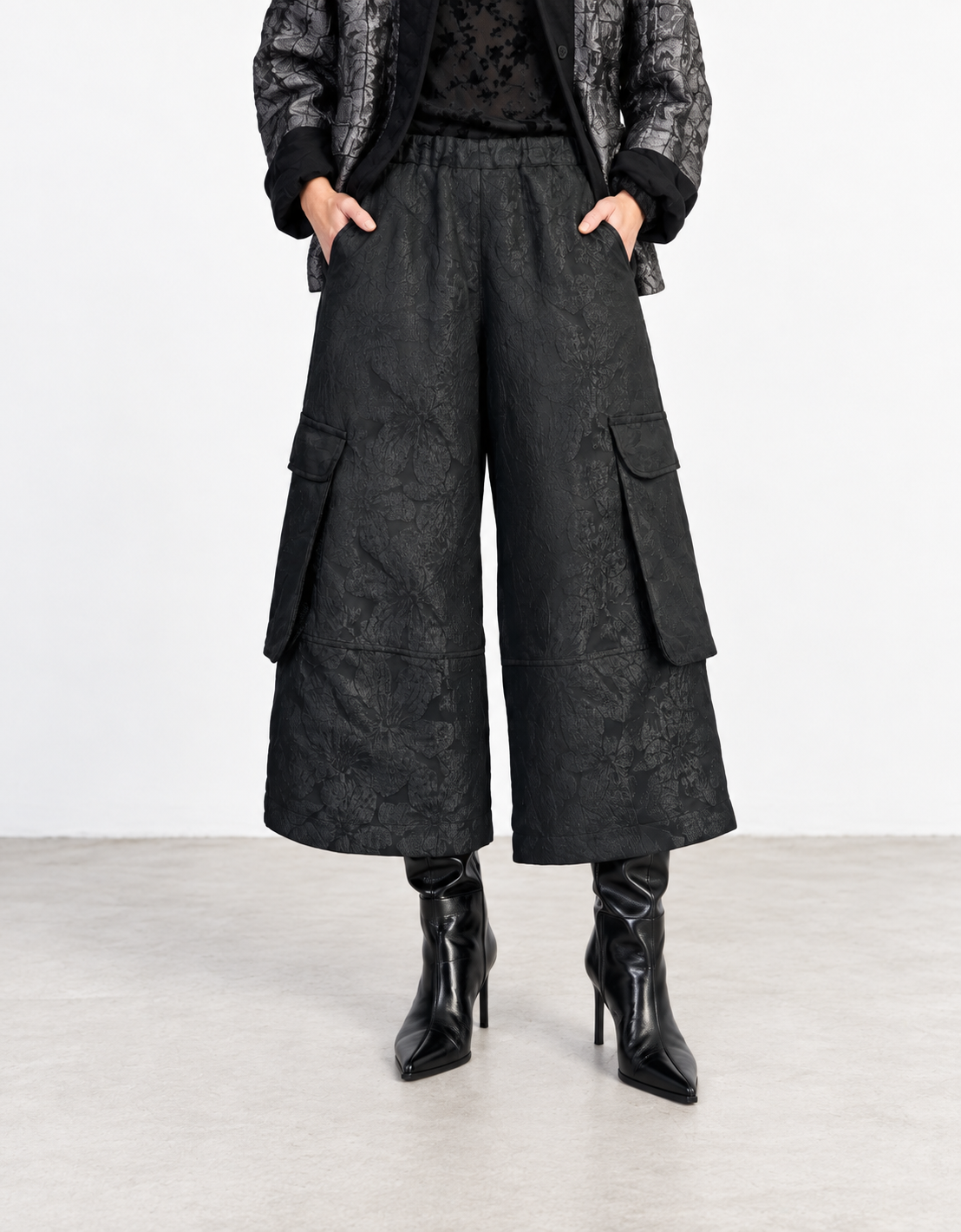 Pantalón jacquard cargo "Onyx"