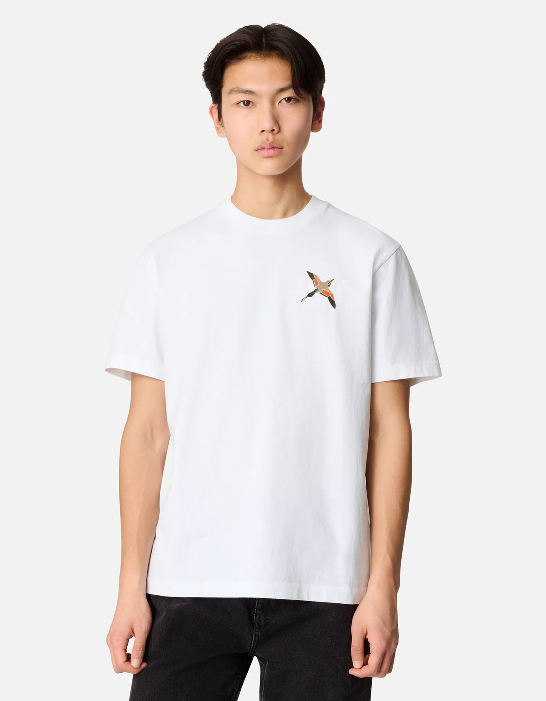 Camiseta "Micro Bee Bird" Blanco / naranja – detalle