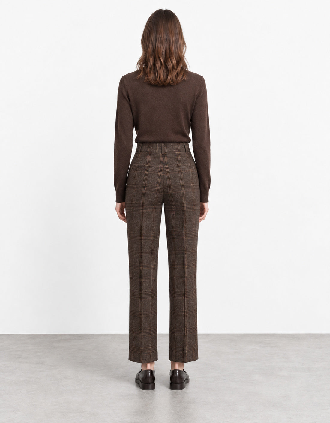 Pantalón jacquard de cuadros "Zampino" marrón, vista trasera